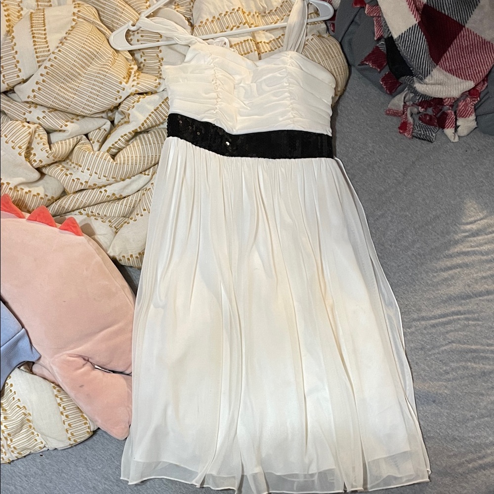 Speechless Asymmetrical White Dress with Black Accent